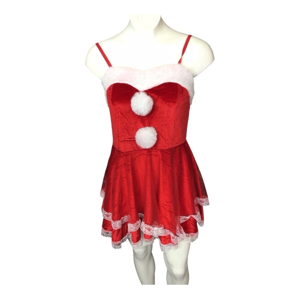 Red Santa Dress with White Trim size